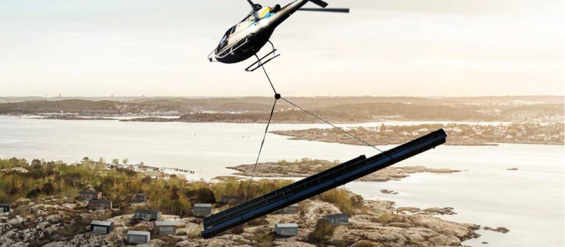 Osterman Helicopter levererar våra element till villor på Knarrholmen.